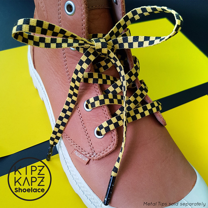 Jual Aksesoris Sneakers Kipzkapz Flat Checker Xs31 8Mm Black Yellow Original Xs31 - Flat Checker 8Mm - v3.ncrsport.com